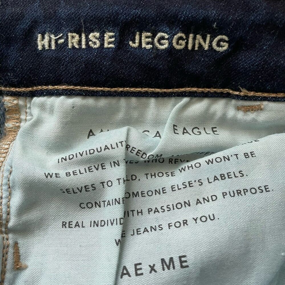 American Eagle HI-RISE JEGGING Jeans Women's 4R Blue Dark Wash Stretch Denim - Picture 8 of 11